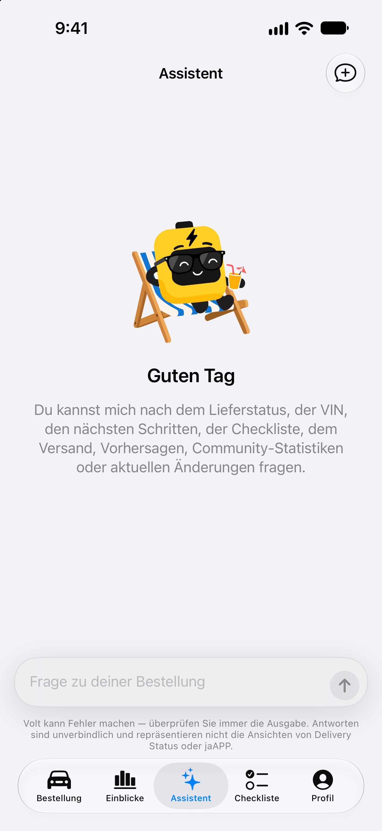 Assistent für Fragen zur Bestellung in der iPhone-App