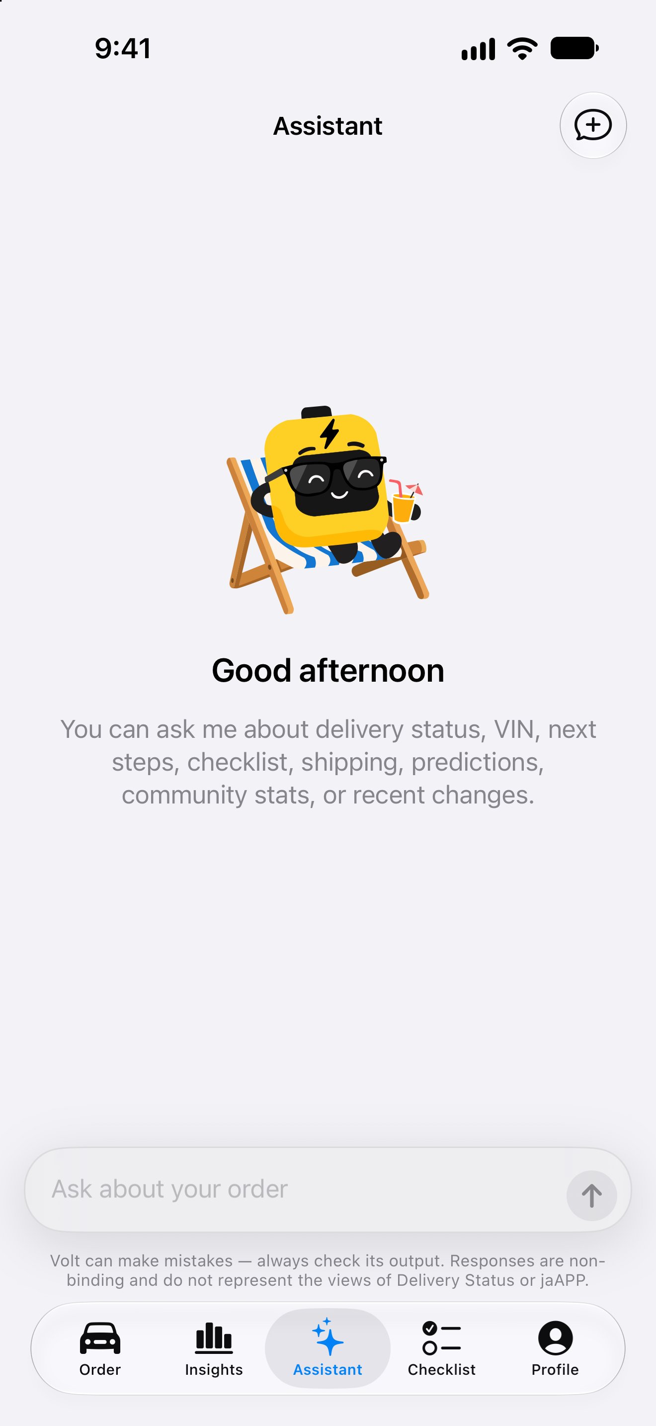 Assistant for questions about the order in the iPhone app