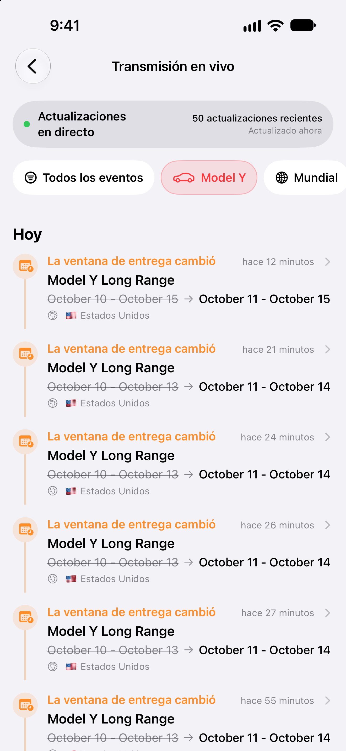 Novedades anonimizadas de pedidos comunitarios en la aplicación iPhone